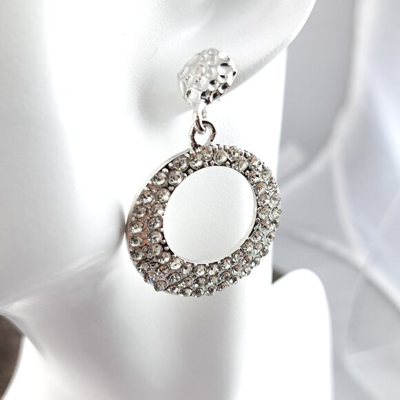 Silver Glimmer Circle Studs - Picture 2 of 4